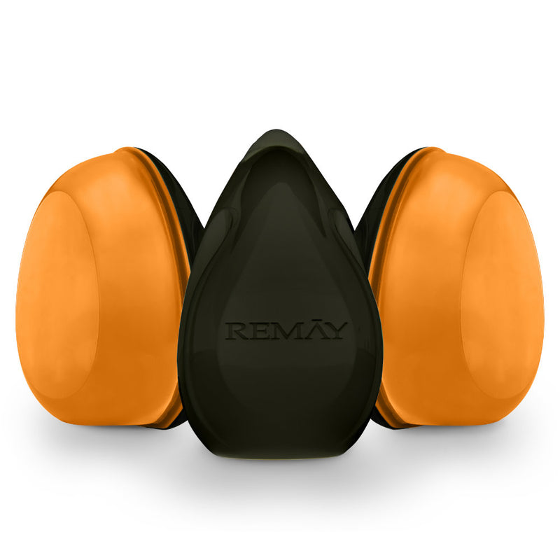 Three black REMAY Heat shave gel bars for men with orange gel on a white background, representing a 3 pack. 