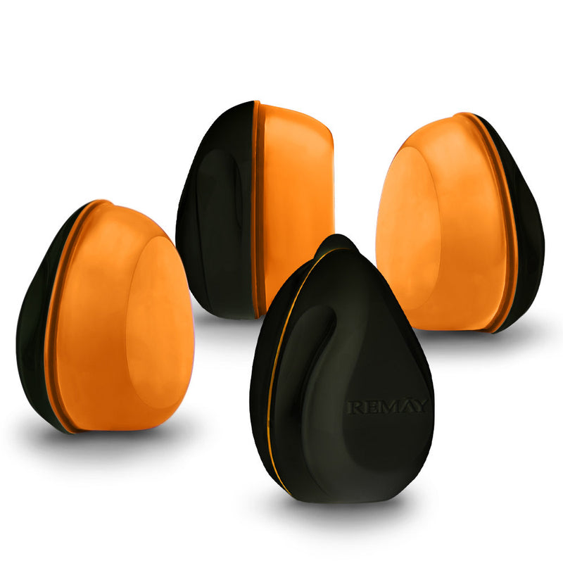 Four black REMAY Heat shave gel bars for men with orange gel on a white background, representing a 4 pack. 