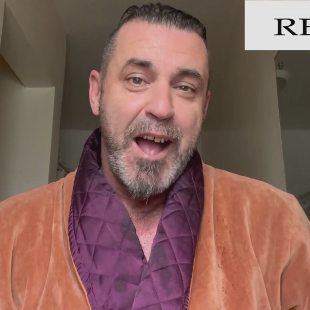 Video of a middle aged man with a heavy beard explaining and demonstrating the REMAY shave gel product for men.