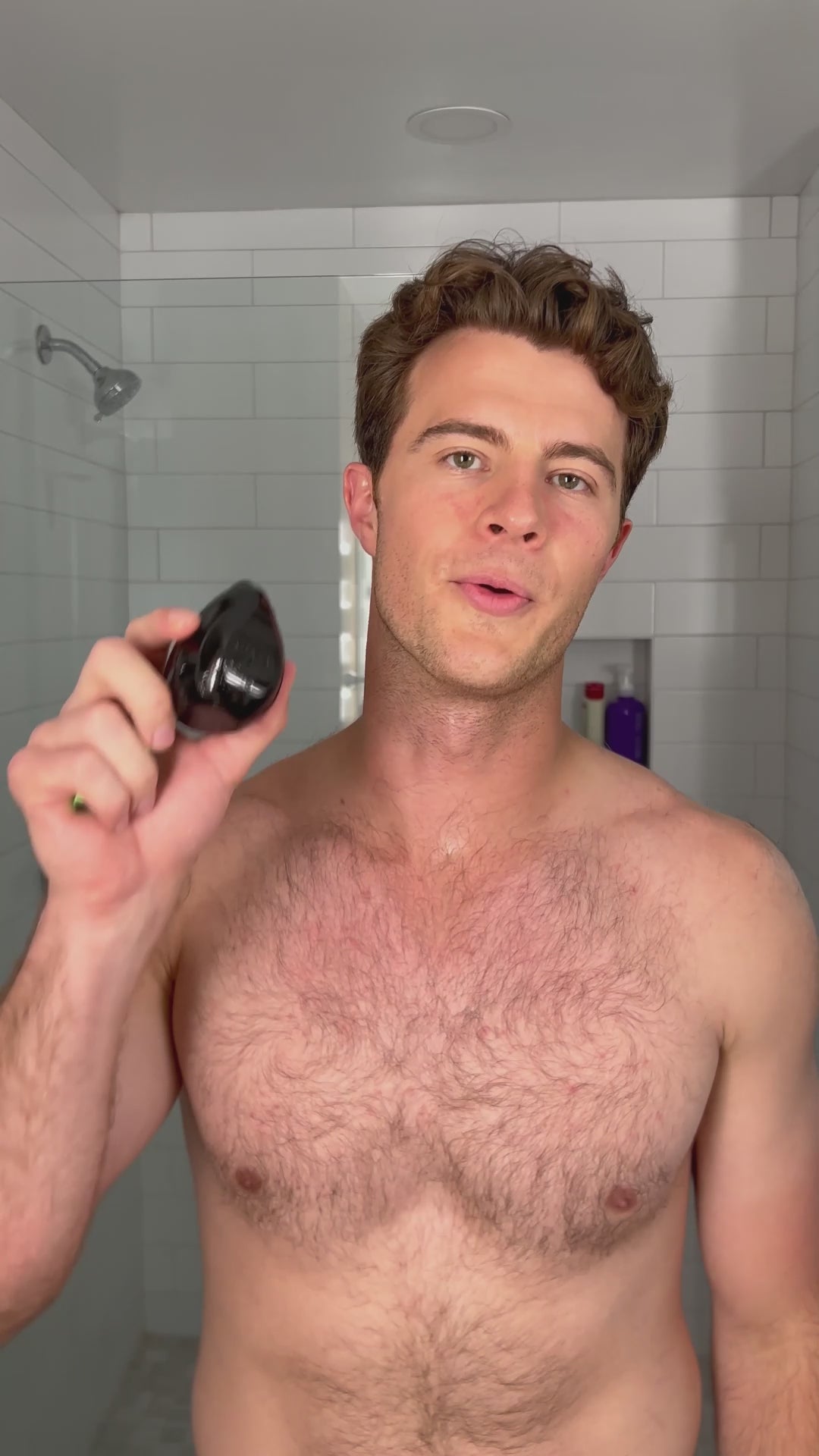 Video of a young man testing and demonstrating the REMAY Heat Shave gel